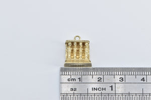 14K 3D Egyptian Temple Queen Hatshepsut Travel Charm/Pendant Yellow Gold