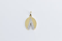 Load image into Gallery viewer, 14K Diamond V Chevron Split Oval Vintage Fashion Pendant Yellow Gold