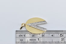 Load image into Gallery viewer, 14K Diamond V Chevron Split Oval Vintage Fashion Pendant Yellow Gold