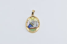 Load image into Gallery viewer, 14K Ten Commandments Ceramic Oval Painted Charm/Pendant Yellow Gold