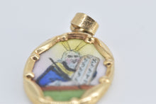 Load image into Gallery viewer, 14K Ten Commandments Ceramic Oval Painted Charm/Pendant Yellow Gold