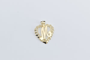 10K M Cursive Monogram Scalloped Letter Initial Charm/Pendant Yellow Gold