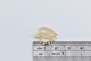 10K M Cursive Monogram Scalloped Letter Initial Charm/Pendant Yellow Gold