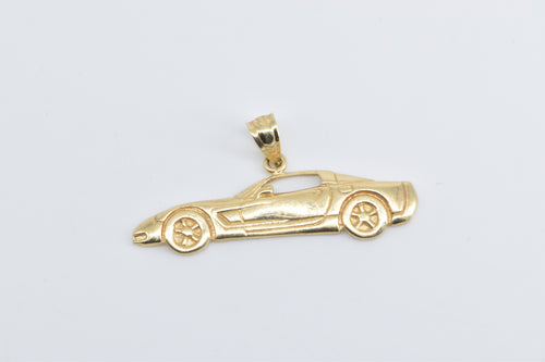 14K Vintage Sports Car Fashion Statement Pendant Yellow Gold