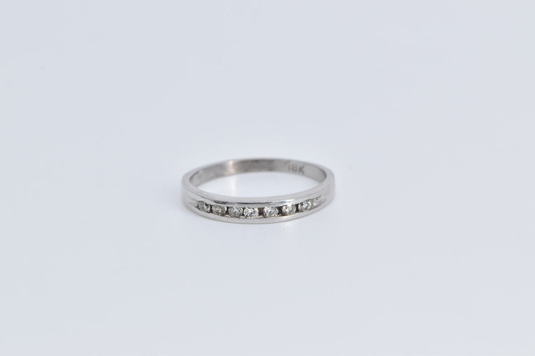 18K Classic Diamond Vintage Wedding Band Ring White Gold