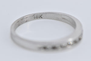 18K Classic Diamond Vintage Wedding Band Ring White Gold
