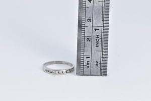 18K Classic Diamond Vintage Wedding Band Ring White Gold