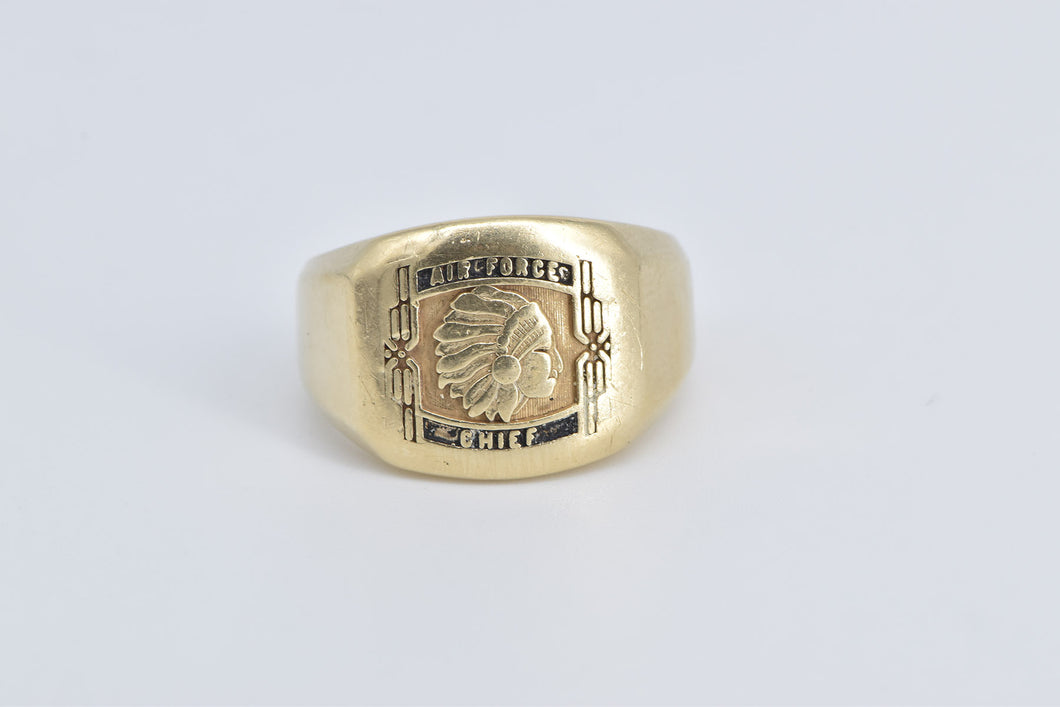 10K Air Force Chief Vintage Men's Signet Ring Yellow Gold
