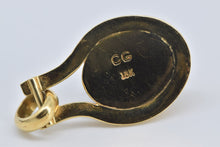 Load image into Gallery viewer, 18K Oval Jadeite Cabochon Vintage Statement Pendant Yellow Gold