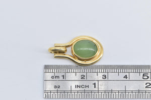 18K Oval Jadeite Cabochon Vintage Statement Pendant Yellow Gold