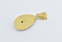 Load image into Gallery viewer, 18K Carved Lapis Lazuli Mermaid Pear Ornate Pendant Yellow Gold
