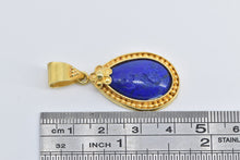Load image into Gallery viewer, 18K Carved Lapis Lazuli Mermaid Pear Ornate Pendant Yellow Gold