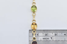 Load image into Gallery viewer, 14K Vintage Oval Multi Stone Rainbow Chain Link Bracelet 7&quot; Yellow Gold