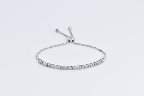 Sterling Silver Vintage Diamond Adjustable Tennis Chain Bracelet 5-9.5