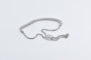 Sterling Silver Vintage Diamond Adjustable Tennis Chain Bracelet 5-9.5"