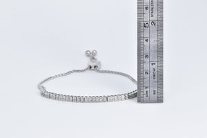 Sterling Silver Vintage Diamond Adjustable Tennis Chain Bracelet 5-9.5"