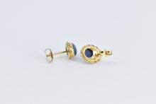 Load image into Gallery viewer, 14K Oval Sodalite Cabochon Vintage Stud Earrings Yellow Gold