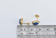 Load image into Gallery viewer, 14K Oval Sodalite Cabochon Vintage Stud Earrings Yellow Gold