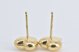 18K Vintage Puffy Heart Love Symbol Stud Earrings Yellow Gold