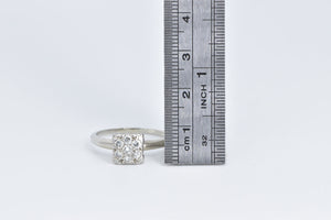 14K Square Vintage Natural Diamond Statement Ring White Gold