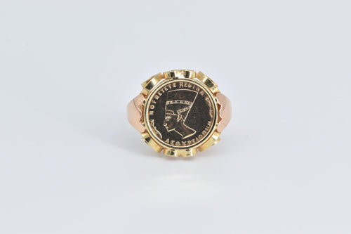 14K Queen Nefertiti Ornate Scroll Filigree Statement Ring Yellow Gold