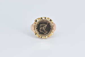 14K Queen Nefertiti Ornate Scroll Filigree Statement Ring Yellow Gold