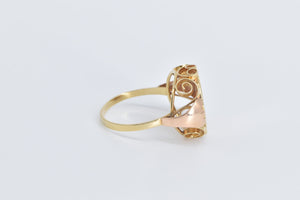 14K Queen Nefertiti Ornate Scroll Filigree Statement Ring Yellow Gold