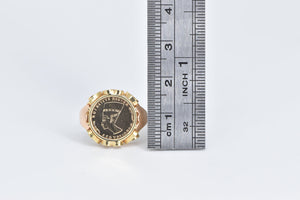 14K Queen Nefertiti Ornate Scroll Filigree Statement Ring Yellow Gold