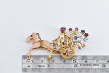 Load image into Gallery viewer, 14K Ornate Horse Drawn Carriage Vintage Wheeled Pin/Brooch Yellow Gold