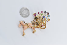 Load image into Gallery viewer, 14K Ornate Horse Drawn Carriage Vintage Wheeled Pin/Brooch Yellow Gold
