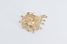 Load image into Gallery viewer, 14K Ornate Diamond Filigree Scalloped Swirl Pendant/Pin Yellow Gold