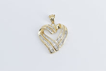 Load image into Gallery viewer, 14K Baguette Diamond Heart Love Symbol Pendant Yellow Gold