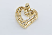 Load image into Gallery viewer, 14K Baguette Diamond Heart Love Symbol Pendant Yellow Gold