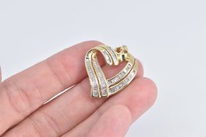 14K Baguette Diamond Heart Love Symbol Pendant Yellow Gold