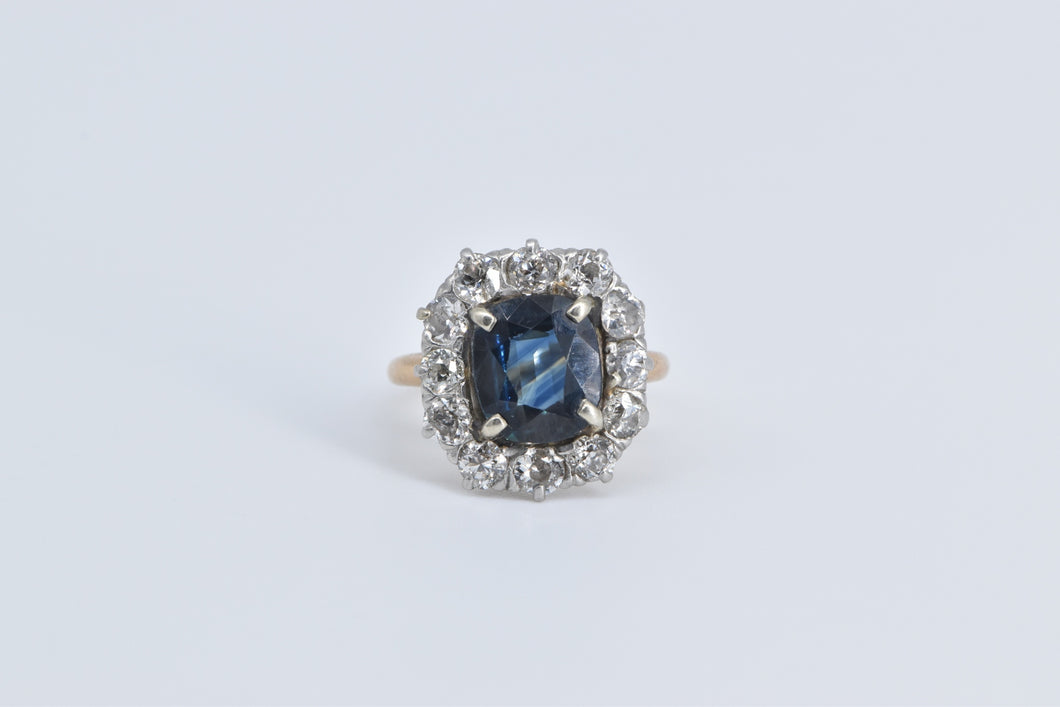 14K 3.67 Ctw Natural Sapphire Diamond Cocktail Ring White Gold