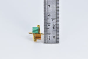 18K 1960's Malachite Tiger's Eye Cube Geometric Ring Yellow Gold