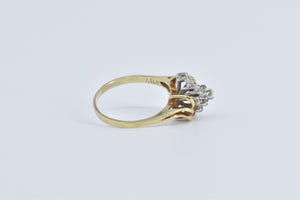 14K 0.25 Ctw Diamond Wavy Cluster Statement Ring Yellow Gold