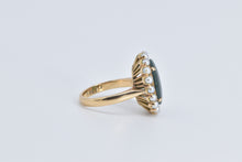 Load image into Gallery viewer, 14K Vintage Oval Nephrite Seed Pearl Halo Ring Yellow Gold