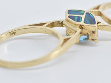 Load image into Gallery viewer, 14K Reversible Abalone Blue Topaz Diamond Ring Yellow Gold