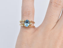 Load image into Gallery viewer, 14K Reversible Abalone Blue Topaz Diamond Ring Yellow Gold