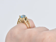 Load image into Gallery viewer, 14K Reversible Abalone Blue Topaz Diamond Ring Yellow Gold