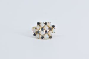 14K Natural Opal Sapphire Vintage Cluster Ring Yellow Gold