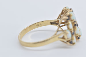 14K Natural Opal Sapphire Vintage Cluster Ring Yellow Gold