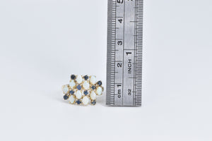 14K Natural Opal Sapphire Vintage Cluster Ring Yellow Gold