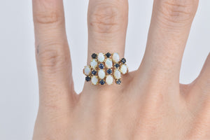 14K Natural Opal Sapphire Vintage Cluster Ring Yellow Gold