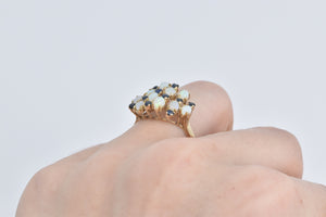 14K Natural Opal Sapphire Vintage Cluster Ring Yellow Gold