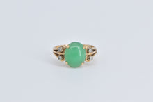 Load image into Gallery viewer, 14K Vintage Oval Green Chalcedony Diamond Ring Yellow Gold