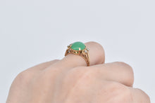 Load image into Gallery viewer, 14K Vintage Oval Green Chalcedony Diamond Ring Yellow Gold