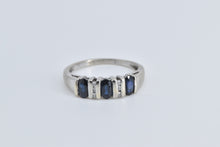 Load image into Gallery viewer, 14K Natural Oval Sapphire Diamond Statement Ring White Gold