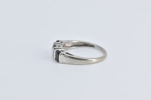 14K Natural Oval Sapphire Diamond Statement Ring White Gold